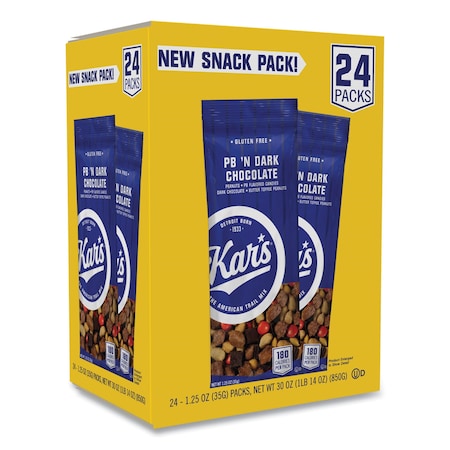 Kars Trail Mix, Dark Chocolate/Peanut Butter, 1.25 oz Packet OFX08037